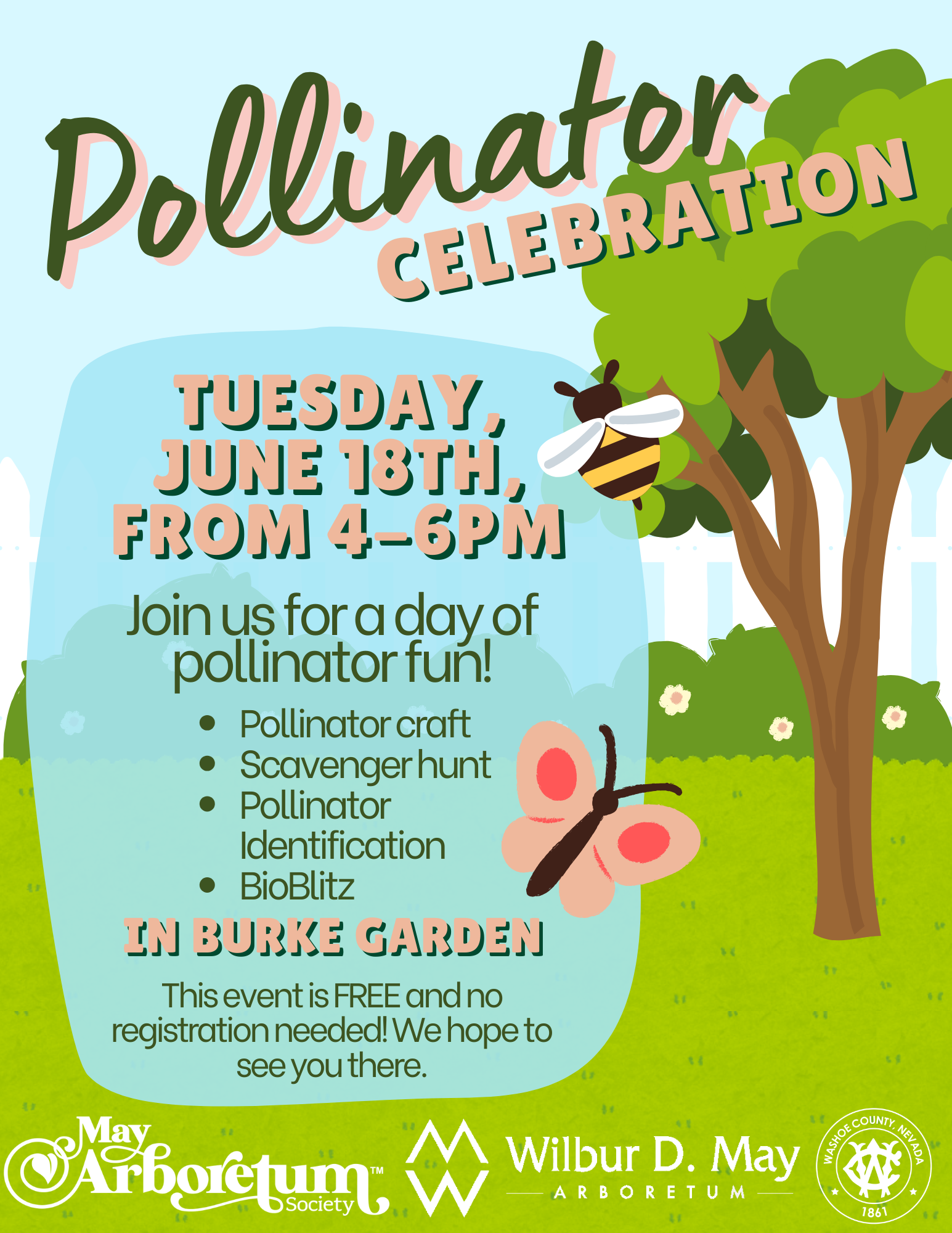 Flyer detailing pollinator day event, details repeated in text of website.